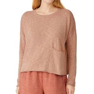 Eileen Fisher Organic Cotton Linen Slub Box Slouchy Top Sz 1X Terra Cotta